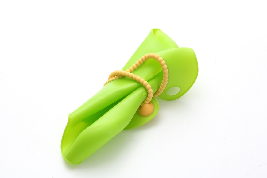 Силиконовый фартук для кормления, зелёный - Babyhood BH-401G фото