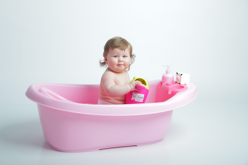 Ванночка з термометром Дельфін, рожева - Babyhood BH-314P фото