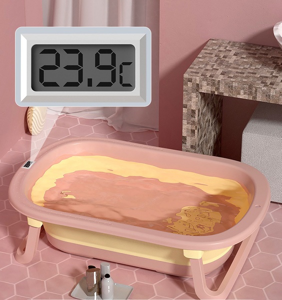 Wanienka składana Comfort Plas z termometrem, różowa - Babyhood
