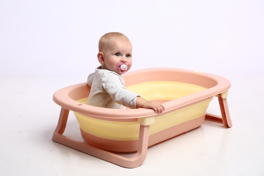 Wanienka składana Comfort Plas z termometrem, różowa - Babyhood