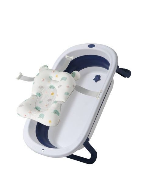 Набір Ванна складана Babyhood Комфорт, синя та гіркою Слоненя Babyhood BH-323B E BH-323B+E фото