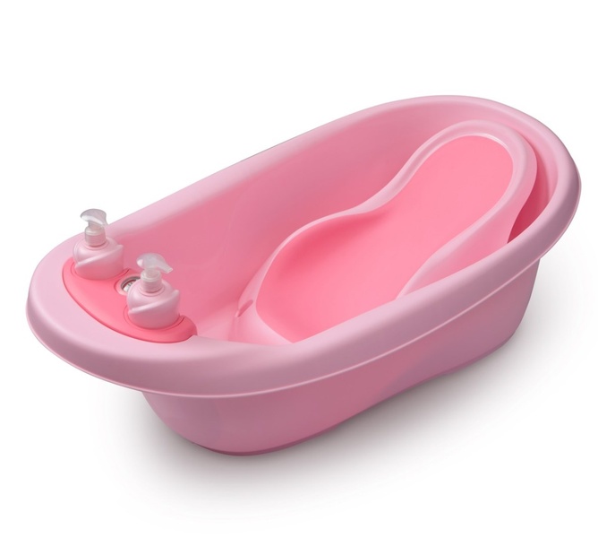 Ванночка с термометром Дельфин, розовая- Babyhood BH-314P фото